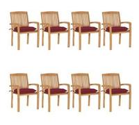 Vidaxl Chaises De Jardin Empilables Avec Coussins 8 Pcs Teck Solide