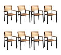 vidaXL Chaises de jardin empilables 8pcs bois massif d'acacia et métal 3155427