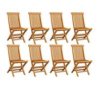 vidaXL Lot de 8 Chaises de Jardin Pliables, Sièges de Terrasse, Chaises de Balcon, Meubles de Patio Extérieur, Bois de Teck Massif