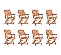 vidaXL Lot de 8 Chaises de Jardin Pliables, Sièges de Terrasse, Chaises de Balcon, Meubles de Patio Extérieur, Bois d'Eucalyptus Massif