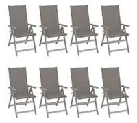 Lot de 8 Chaises Inclinables de Jardin avec Coussins Siège Gris Acacia vidaXL