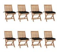 Vidaxl Chaises Pliables De Jardin Avec Coussins 8 Pcs Teck Solide