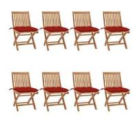 Vidaxl Chaises Pliables De Jardin Avec Coussins 8 Pcs Teck Solide