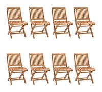 vidaXL Lot de 8 Chaises Pliables de Jardin, Sièges de Terrasse, Chaises de Balcon, Meubles de Patio Extérieur, Bois de Teck Solide