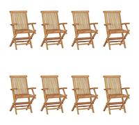 vidaXL Lot de 8 Chaises Pliables de Jardin, Sièges de Terrasse, Chaises de Balcon, Meubles de Patio Extérieur, Bois de Teck Solide