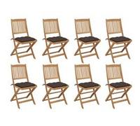 8x Bois d'Acacia Chaises Pliables d'Extérieur avec Coussins Chaises de Patio Sièges de Salle à Manger Chaises de Terrasse Sièges de Jardin