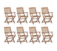 vidaXL Lot de 8 Chaises Pliables d'Extérieur, Sièges de Terrasse, Chaises de Balcon, Meubles de Patio Jardinage, Bois d'Acacia Solide