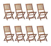 vidaXL Lot de 8 Chaises Pliables d'Extérieur, Sièges de Terrasse, Chaises de Balcon, Meubles de Patio Jardinage, Bois d'Acacia Solide