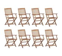 vidaXL Chaises pliantes d'extérieur – Lot de 8, bois d'acacia solide pour terrasse et balcon