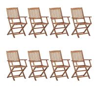 vidaXL Lot de 8 chaises pliables d'extérieur pour terrasse et balcon – Bois d'acacia solide