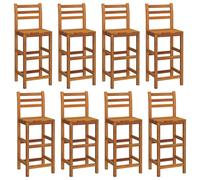 vidaXL Lot de 8 Tabourets de Bar, Repose-Pieds de Pub, Chaises de Bistrot, Meuble de Terrasse Jardin Patio Extérieur, Bois Massif d'Acacia