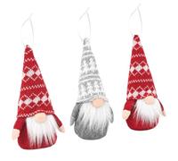 vidaXL Lot de Gnomes Assis 3 pc Rouge et Gris 10 x 18 cm Polyester