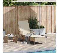 Vidaxl Lounge De Soleil Beige Et Crème Rotin Pe 157 X 55 X 92 Cm Pliable Beige