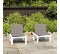 Loungestoelen 2 st met kussens kunststof wit3059823