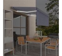 vidaXL Luifel automatisch met gordijn LED windsensor 3x2,5 m blauw wit3069391 Blanc G