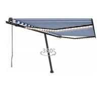 Luifel automatisch met LED en windsensor 400x350 cm blauw wit3069831