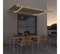 vidaXL Luifel automatisch met LED en windsensor 400x350 cm geel en wit3068993 Blanc G