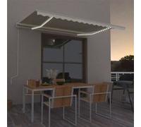 Vidaxl Auvent Automatique Avec Capteur De Vent Et Led 450x350 Cm Crème