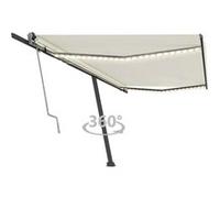 Vidaxl Auvent Automatique Avec Capteur De Vent Et Led 500x300 Cm Crème