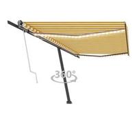 vidaXL Luifel automatisch met LED en windsensor 500x300 cm geel en wit3069793 Blanc G