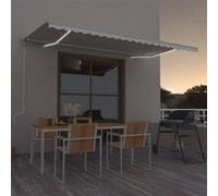 vidaXL Auvent Automatique avec Capteur de Vent et LED Store de Balcon Jardin Patio Terrasse Extérieur Ombrage des Fenêtres 500x350 cm Crème