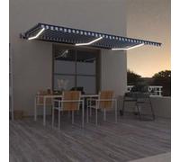 Luifel automatisch met LED en windsensor 600x300 cm blauw wit3069171
