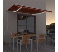Vidaxl Auvent Automatique Capteur De Vent/Led 400x300 Cm Orange/Marron Orange