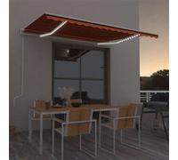 vidaXL Luifel automatisch met LED windsensor 450x300 cm oranje bruin3068935 Marron G