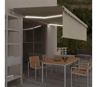 vidaXL Luifel automatisch met rolgordijn LED windsensor 5x3 m crÃme 3069352 Crème G
