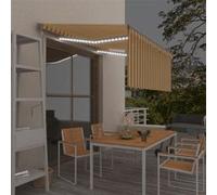 Auvent Automatique Store Capteur de Vent et LED 5x3 m Crème Banne vidaXL