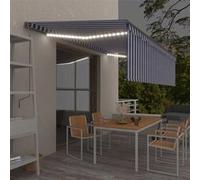 Luifel automatisch rolgordijn LED windsensor 5x3 m blauw en wit3069471