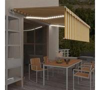 Vidaxl Auvent Automatique Capteur De Vent/Led 5x3 M Jaune Et Blanc Jaune