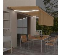 Vidaxl Auvent Automatique Capteur De Vent/Led 5x3 M Jaune Et Blanc