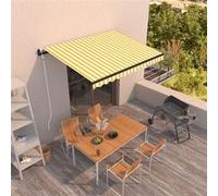 Vidaxl Auvent Rétractable Automatique 350x250 Cm Jaune Et Blanc Jaune