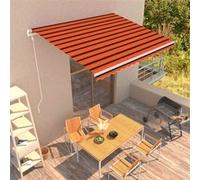 Vidaxl Auvent Rétractable Automatique 400x300 Cm Orange Et Marron Orange