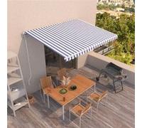 vidaXL Luifel automatisch uittrekbaar 400x350 cm blauw en wit3068986 Blanc G