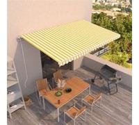 Vidaxl Auvent Rétractable Automatique 500x300 Cm Jaune Et Blanc Jaune