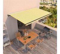 Vidaxl Auvent Rétractable Automatique 500x300 Cm Jaune Et Blanc Jaune