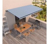 Auvent Rétractable Automatique 600x350 cm Bleu et Blanc Store Balcon vidaXL