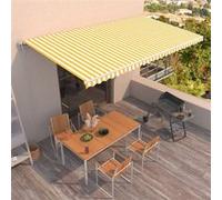Vidaxl Auvent Rétractable Automatique 600x350 Cm Jaune Et Blanc Jaune