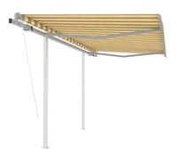 Vidaxl Auvent Rétractable Automatique Et Poteaux 3x2,5m Jaune Et Blanc Jaune