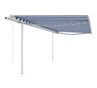 Vidaxl Auvent Automatique Rétractable Avec Poteaux 4,5x3,5m Bleu Blanc