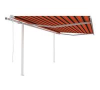 Vidaxl Auvent Automatique Rétractable Poteaux 4,5x3,5 M Orange Marron