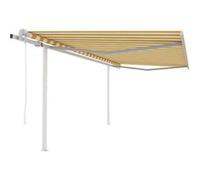 Vidaxl Auvent Automatique Rétractable Avec Poteaux 4x3,5 M Jaune Blanc