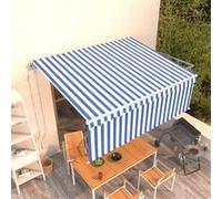 vidaXL Luifel automatisch uittrekbaar met rolgordijn 4,5x3 m blauw wit 3069326 Blanc G