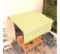 Vidaxl Auvent Automatique Rétractable Avec Store 4x3 M Jaune Et Blanc Jaune