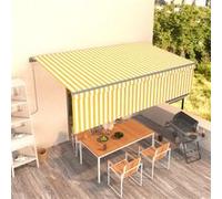 Auvent Automatique Rétractable avec Store 4,5x3 m Jaune et Blanc Banne vidaXL
