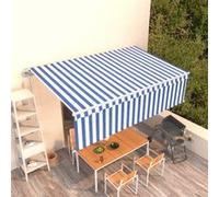 vidaXL Luifel automatisch uittrekbaar met rolgordijn 5x3m blauw en wit3069346 Blanc G