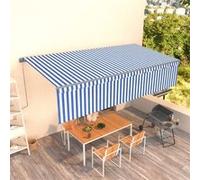Vidaxl Auvent Automatique Rétractable Avec Store 6x3 M Bleu Et Blanc