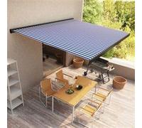 vidaXL Store à Cassette Motorisé Auvent Rétractable Store de Balcon Auvent de Terrasse Extérieur Ombrage des Fenêtres 400x300 cm Bleu et Blanc